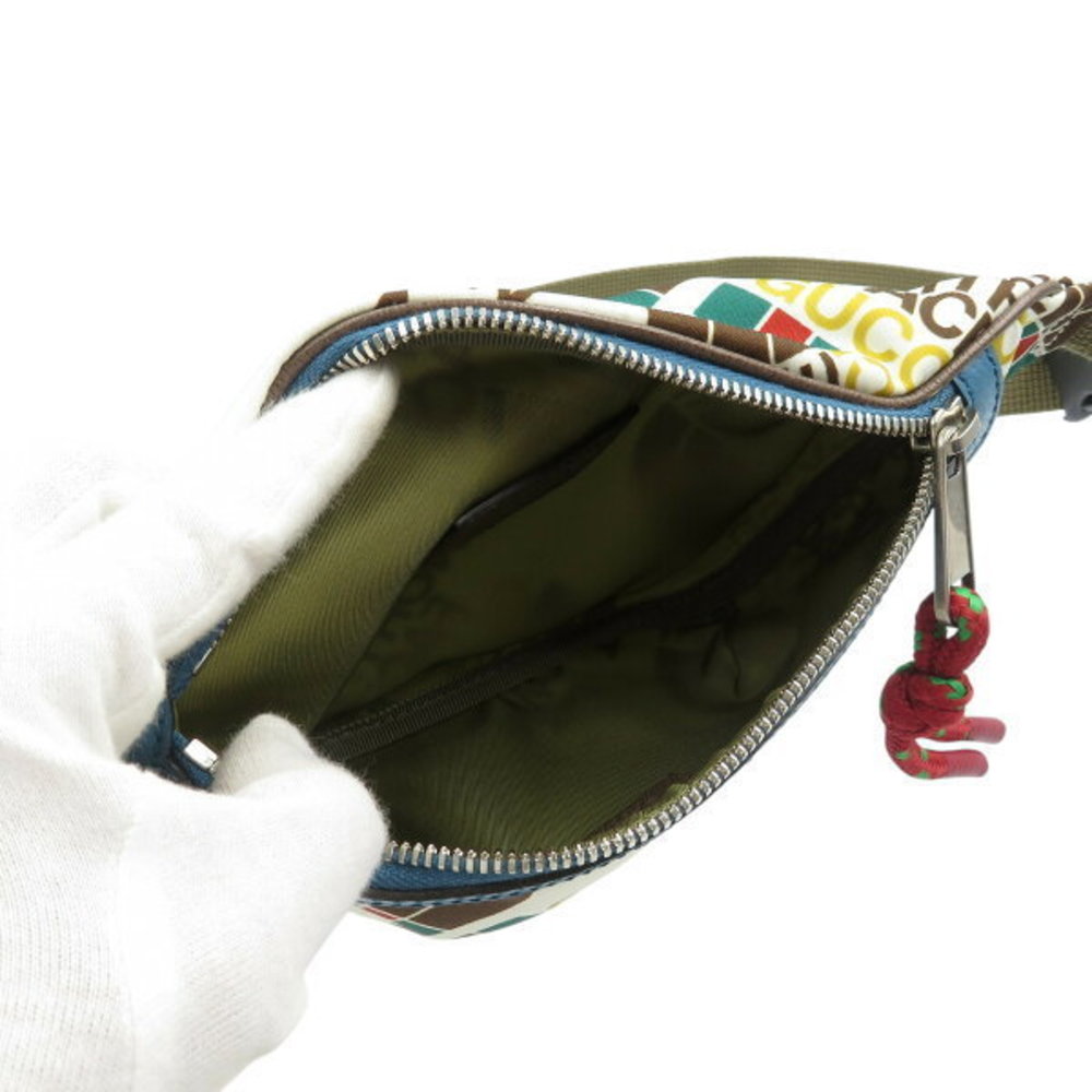 Gucci White Nylon Face Bag Multicolor North Body View 5